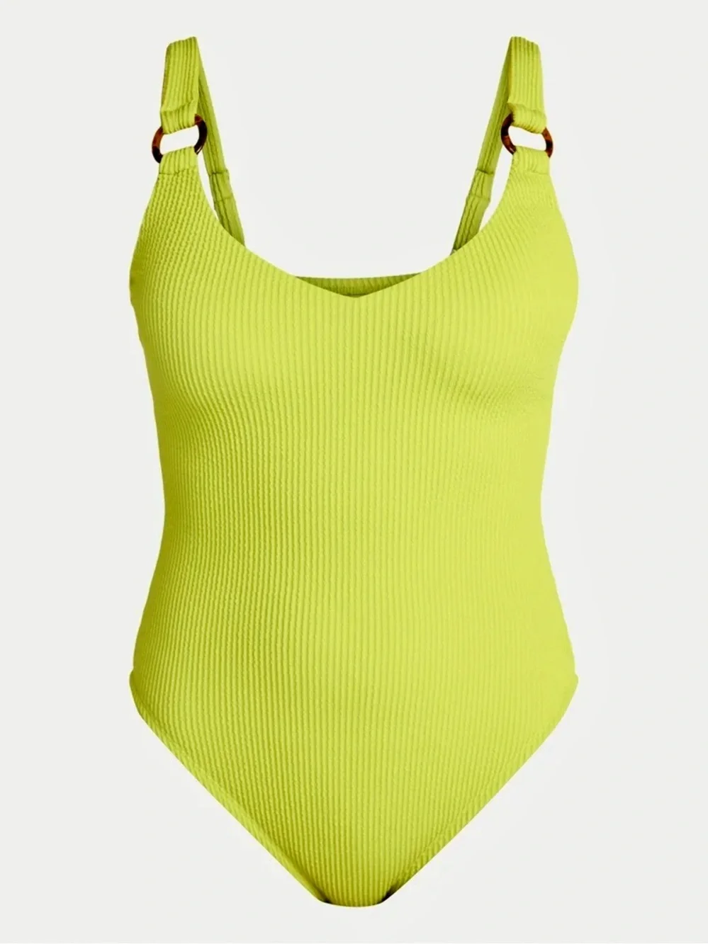 Ribbed Lime Green One-Piece Swimsuit NWT